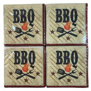 BBQ Beverage Paper Napkins 4 7/8 Inches 2 Ply Lot of Four 18 Ct Pkgs USA